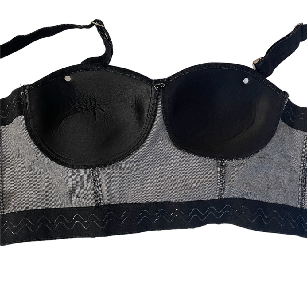 Jean crop top shirt with built in bra - Picture 5 of 5